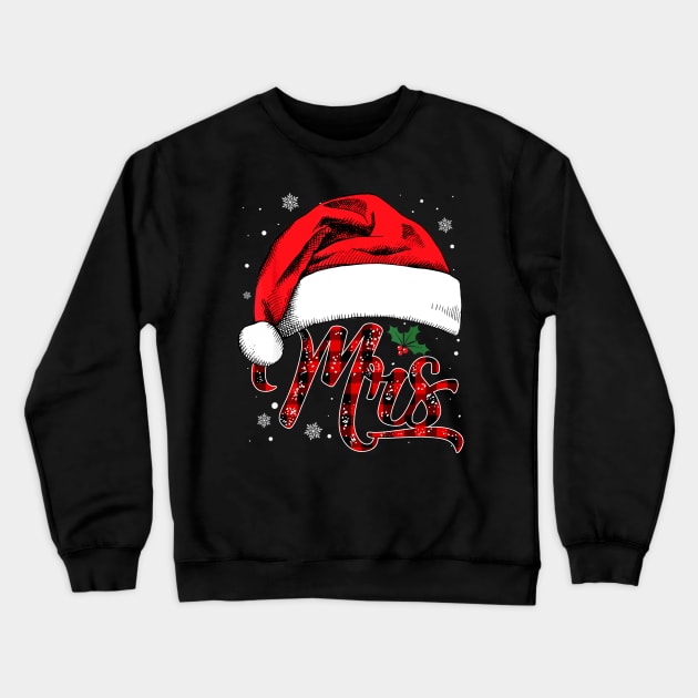 Mrs And Mr Santa Hat Christmas Couples Matching Pajamas Xmas Crewneck Sweatshirt by Audell Richardson